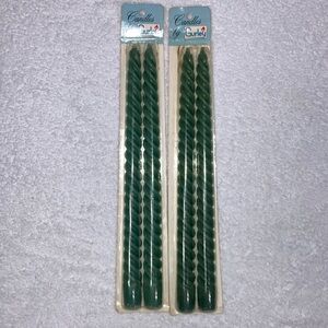 Vintage gurley 12” twisted spiral green candles new in the package